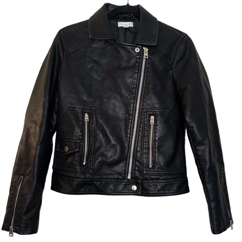New Topshop Faux Leather Biker Jacket
